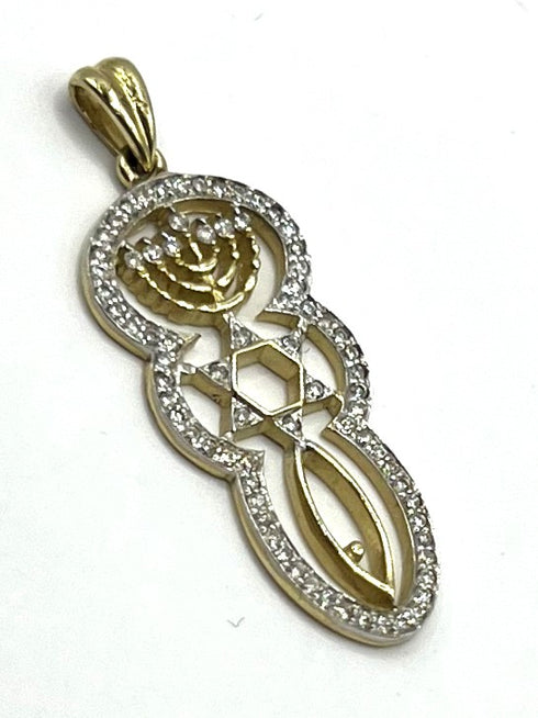 14k Gold & Diamond Messianic "Grafted In" Necklace